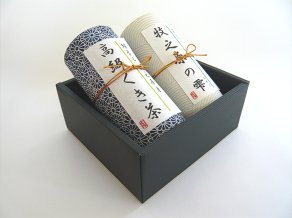 牧之原の雫 + 高級くき茶 200ｇ和紙缶セット